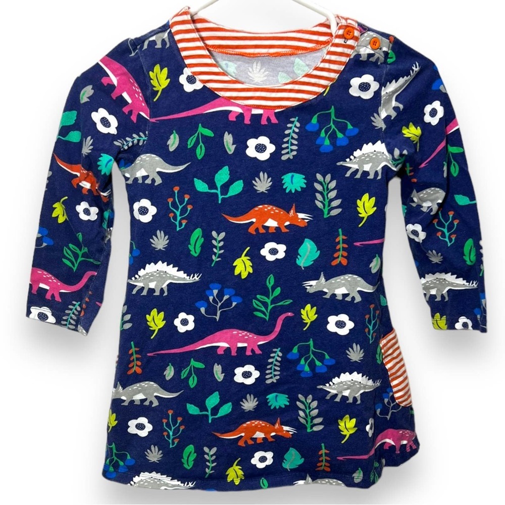 Florasaurus Print Button Neck Tunic Dress